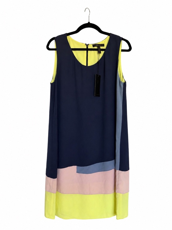 BCBGMaxAzria Dresses & Skirts - BCBGMaxAzria Navy Colorblock Sleeveless Midi Dress with Yellow & Blush Accents